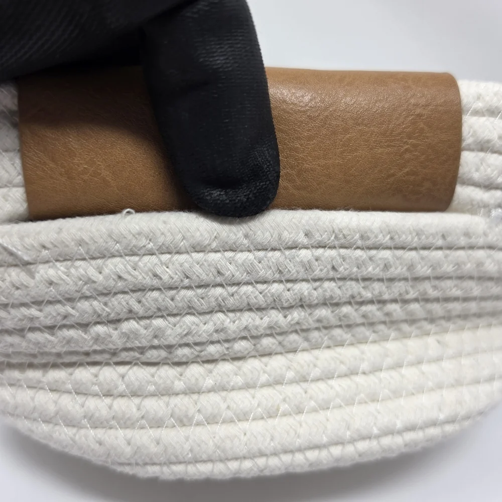 Basket Rope White Brown Handles 10 x 4 Approx